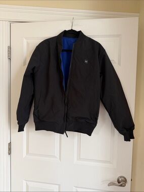 Men's Black Bomber Jacket with Blue Lining by Unknown Brand